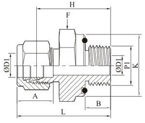 Male Connector Iso Parallel Thread Drawing
