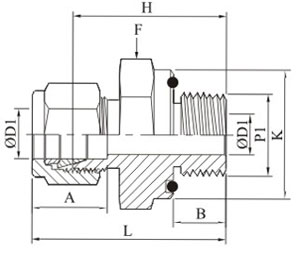 Male Connector Iso Tapered Thread Drawing