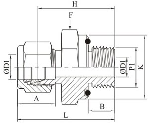 Male Connector O Seal Male Unf Thread Drawing