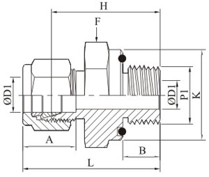 Male Connector Tube Metric Iso Parallel Thread Drawing
