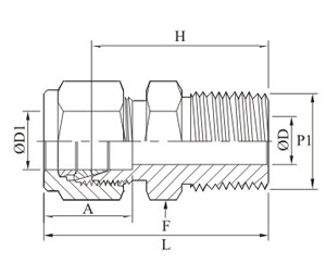 Male Connector Tube Metric Iso Tapered Thread Drawing
